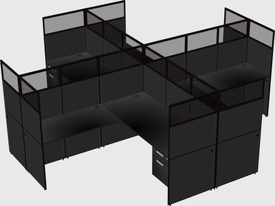 Shared l-shaped cubicles