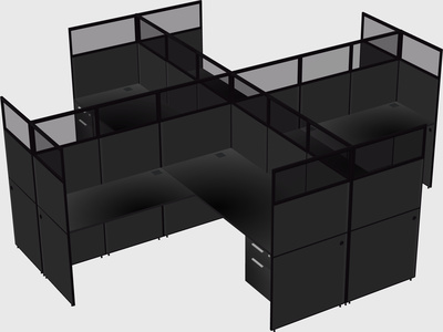 Shared l-shaped cubicles