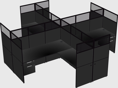 Shared l-shaped cubicles