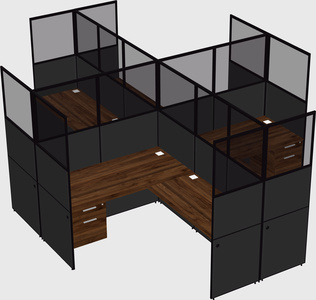 Shared l-shaped cubicles