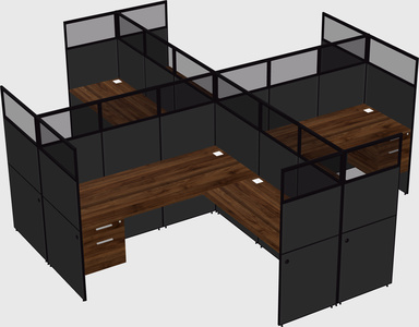 Shared l-shaped cubicles
