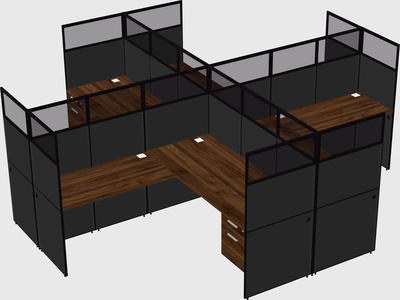 Shared l-shaped cubicles
