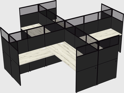 Shared l-shaped cubicles
