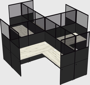 Shared l-shaped cubicles