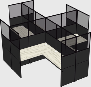 Shared l-shaped cubicles