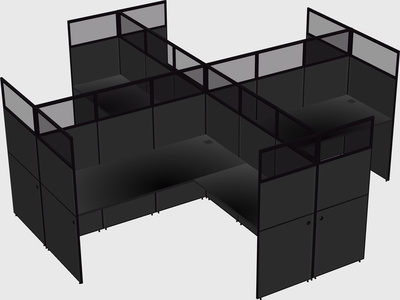 Shared l-shaped cubicles