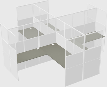 Shared l-shaped cubicles