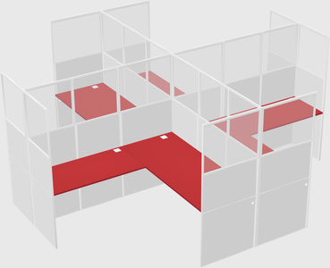Shared l-shaped cubicles