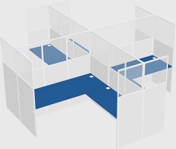 Shared l-shaped cubicles