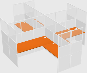 Shared l-shaped cubicles