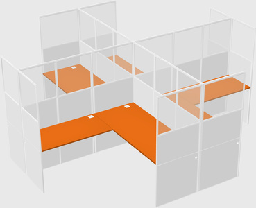 Shared l-shaped cubicles