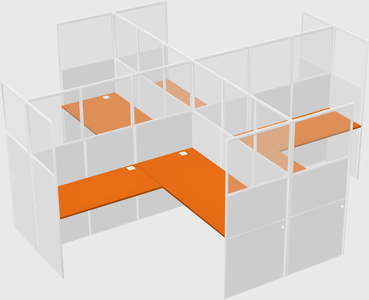 Shared l-shaped cubicles
