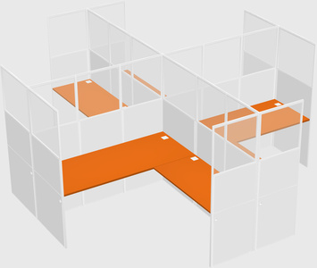 Shared l-shaped cubicles