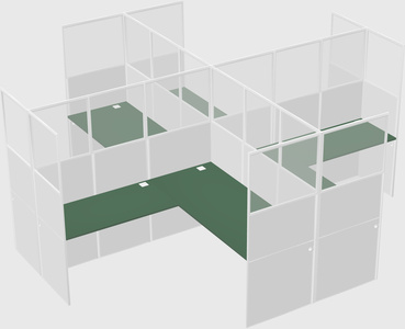 Shared l-shaped cubicles