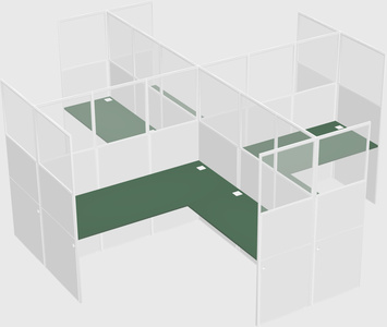 Shared l-shaped cubicles