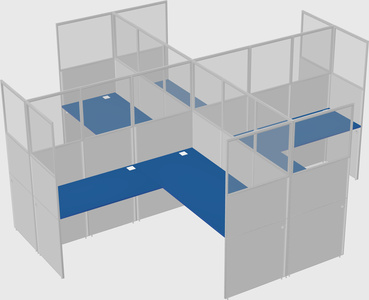 Shared l-shaped cubicles