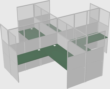Shared l-shaped cubicles