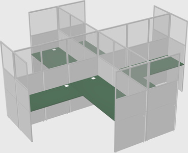 Shared l-shaped cubicles