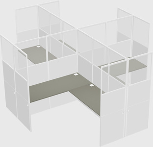 Shared l-shaped cubicles