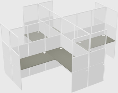 Shared l-shaped cubicles