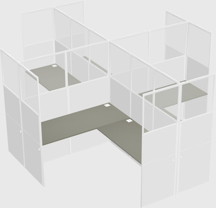 Shared l-shaped cubicles