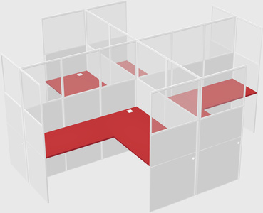 Shared l-shaped cubicles