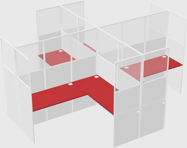 Shared l-shaped cubicles