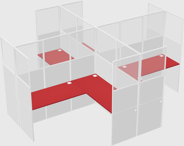 Shared l-shaped cubicles