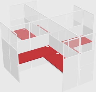 Shared l-shaped cubicles