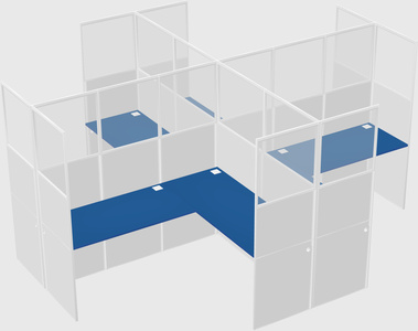 Shared l-shaped cubicles