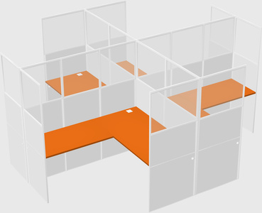 Shared l-shaped cubicles