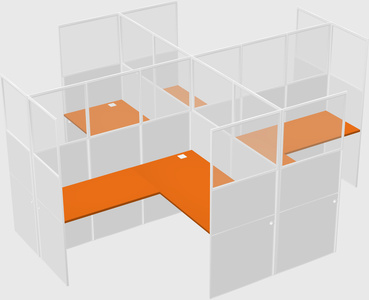 Shared l-shaped cubicles
