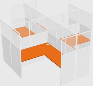Shared l-shaped cubicles