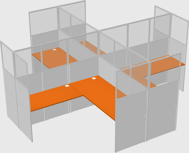 Shared l-shaped cubicles