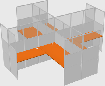 Shared l-shaped cubicles