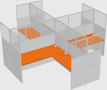 Shared l-shaped cubicles