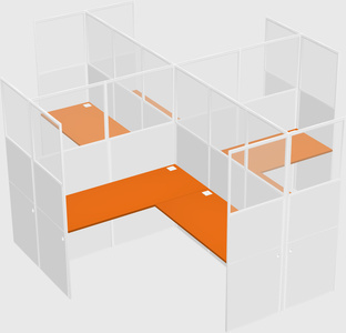 Shared l-shaped cubicles