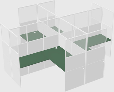 Shared l-shaped cubicles
