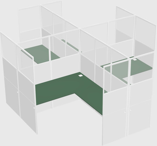 Shared l-shaped cubicles