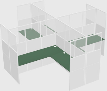 Shared l-shaped cubicles