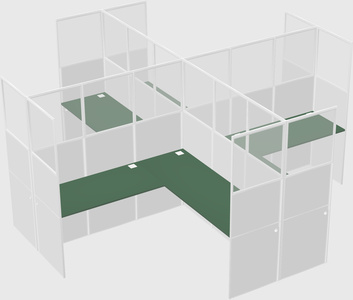Shared l-shaped cubicles