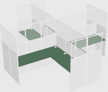 Shared l-shaped cubicles