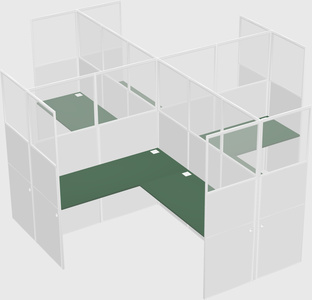 Shared l-shaped cubicles