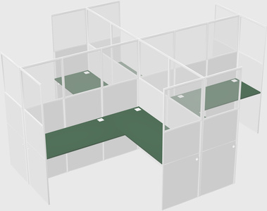 Shared l-shaped cubicles