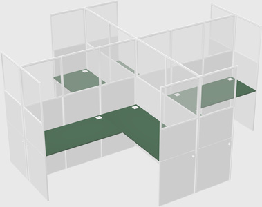 Shared l-shaped cubicles