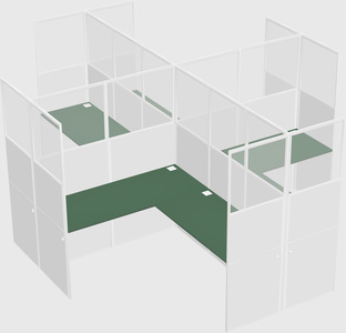 Shared l-shaped cubicles