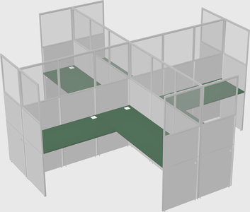 Shared l-shaped cubicles