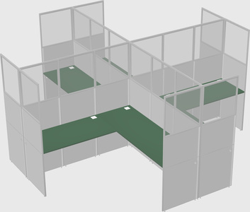 Shared l-shaped cubicles