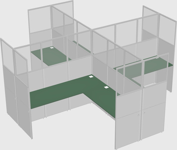 Shared l-shaped cubicles