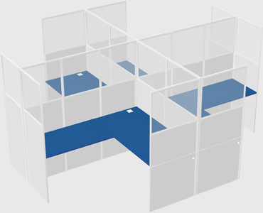 Shared l-shaped cubicles
